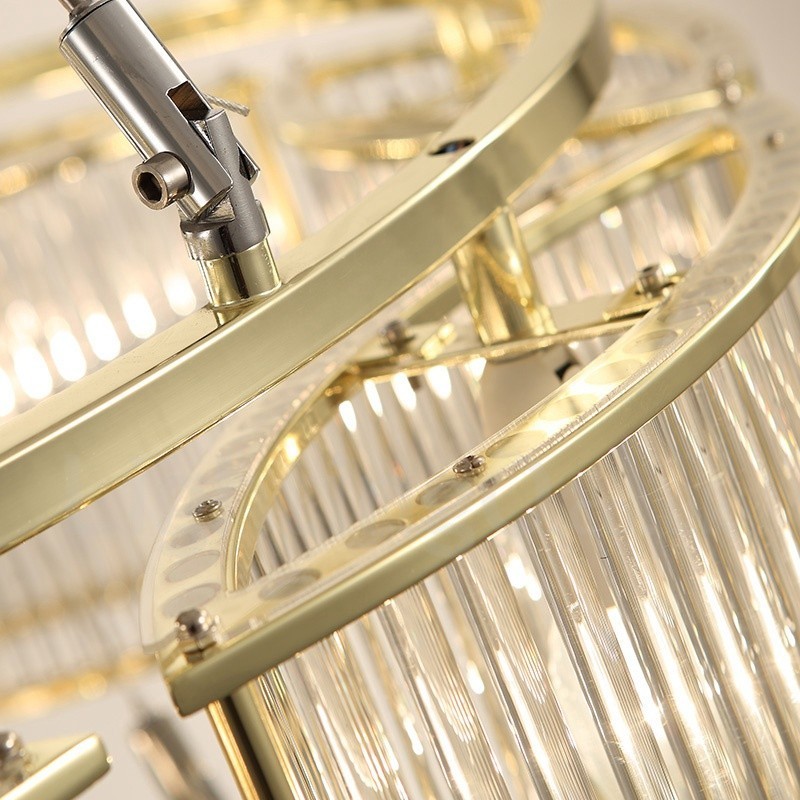 Modern Contemporary 11 Light Steel Pendant Light with CrystalGlass Shade