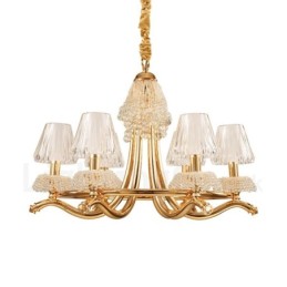 Modern Contemporary 6 Light Crystal Steel Chandelier with Acrylic Shade