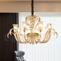 Modern Contemporary 8 Light Glass Chandelier with Glass Shade