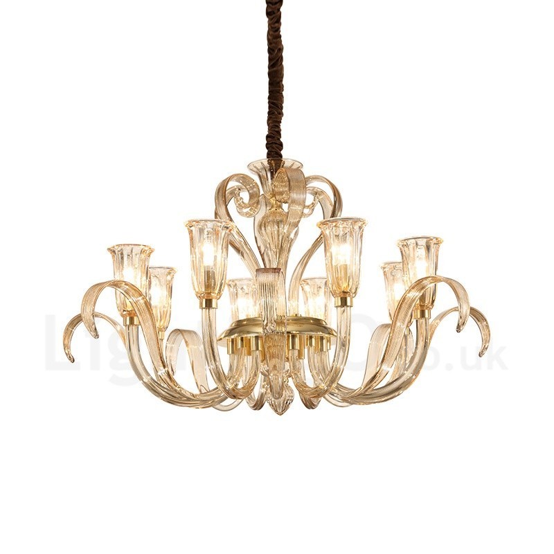 Modern Contemporary 8 Light Glass Chandelier with Glass Shade