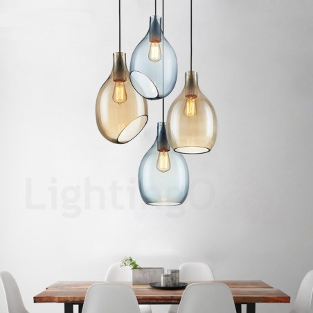 Modern Contemporary 1 Light Glass Pendant Light with Glass Shade