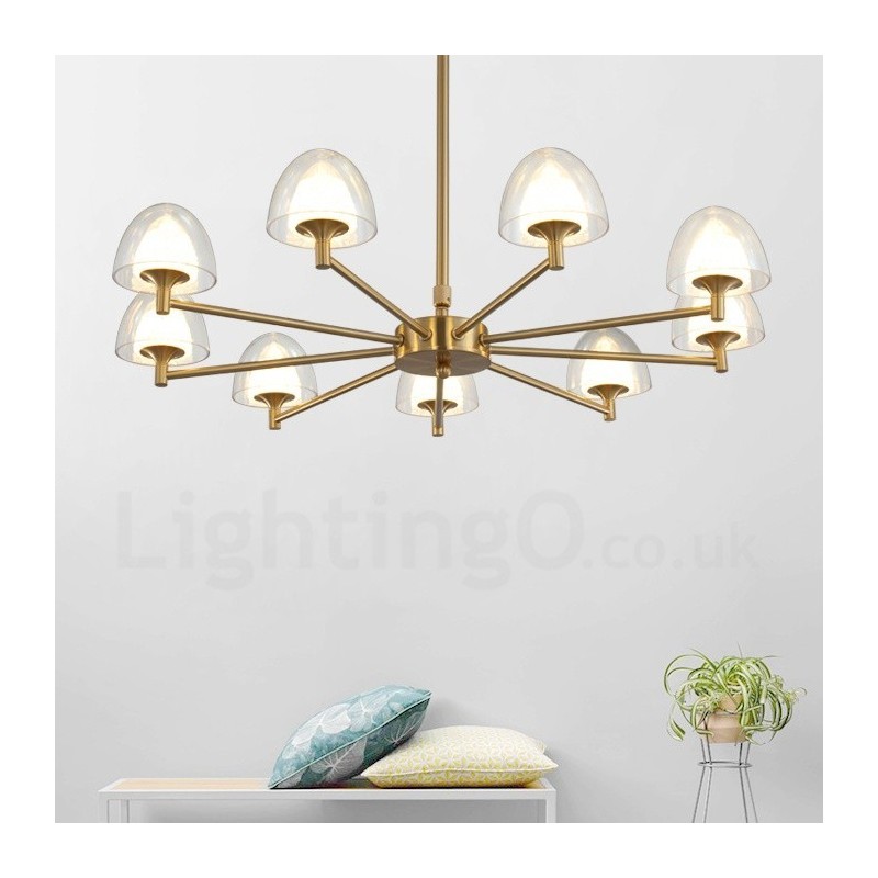 Modern Contemporary 9 Light Metal Chandelier with Acrylic Shade