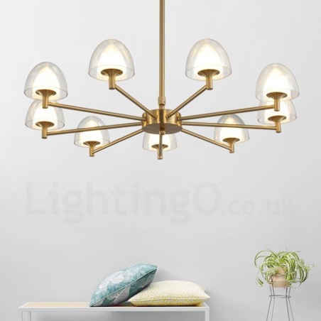 Modern Contemporary 9 Light Metal Chandelier with Acrylic Shade