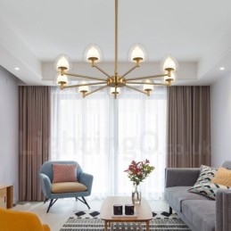 Modern Contemporary 9 Light Metal Chandelier with Acrylic Shade