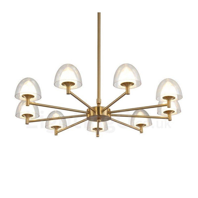 Modern Contemporary 9 Light Metal Chandelier with Acrylic Shade