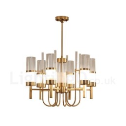Rustic Lodge Modern Contemporary 6 Light Steel Chandelier with Glass Shade