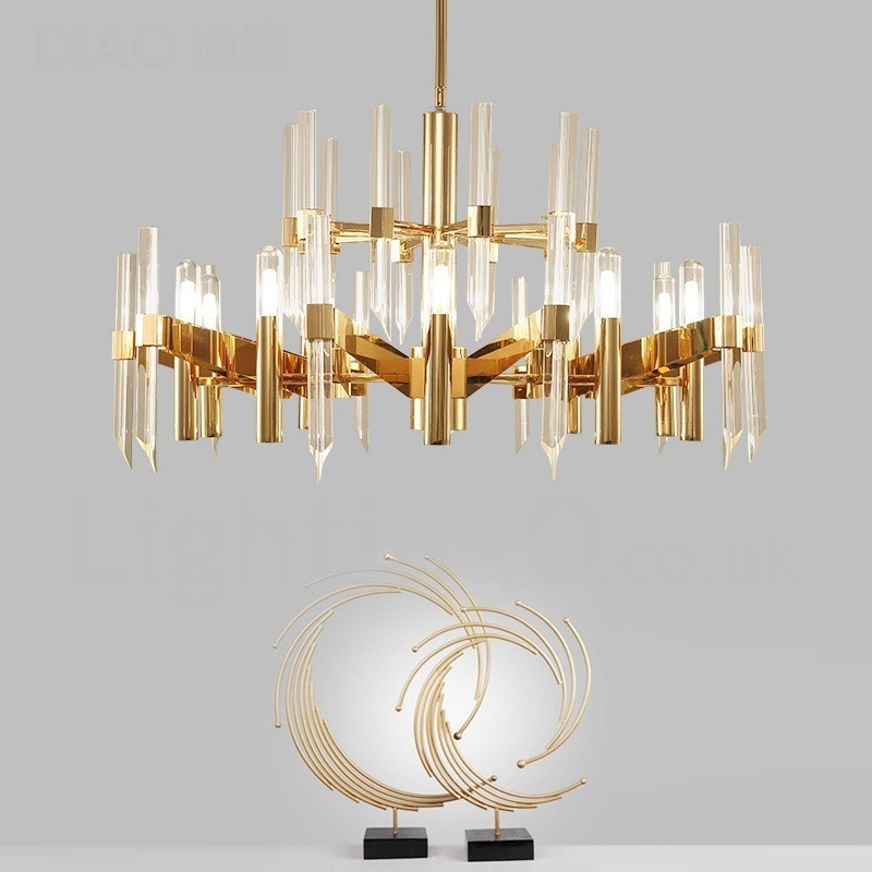 Modern Contemporary 18 Light Aluminum Alloy Chandelier with Crystal Shade