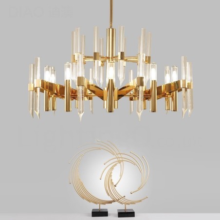 Modern Contemporary 18 Light Aluminum Alloy Chandelier with Crystal Shade