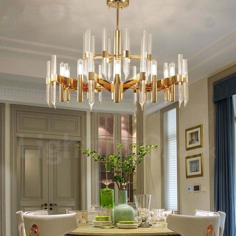 Modern Contemporary 18 Light Aluminum Alloy Chandelier with Crystal Shade