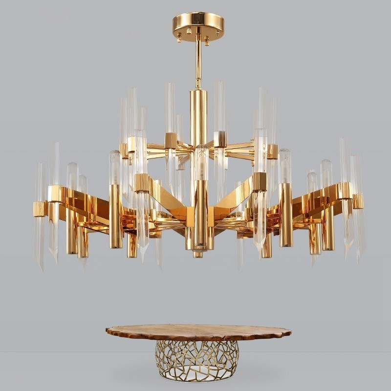 Modern Contemporary 18 Light Aluminum Alloy Chandelier with Crystal Shade