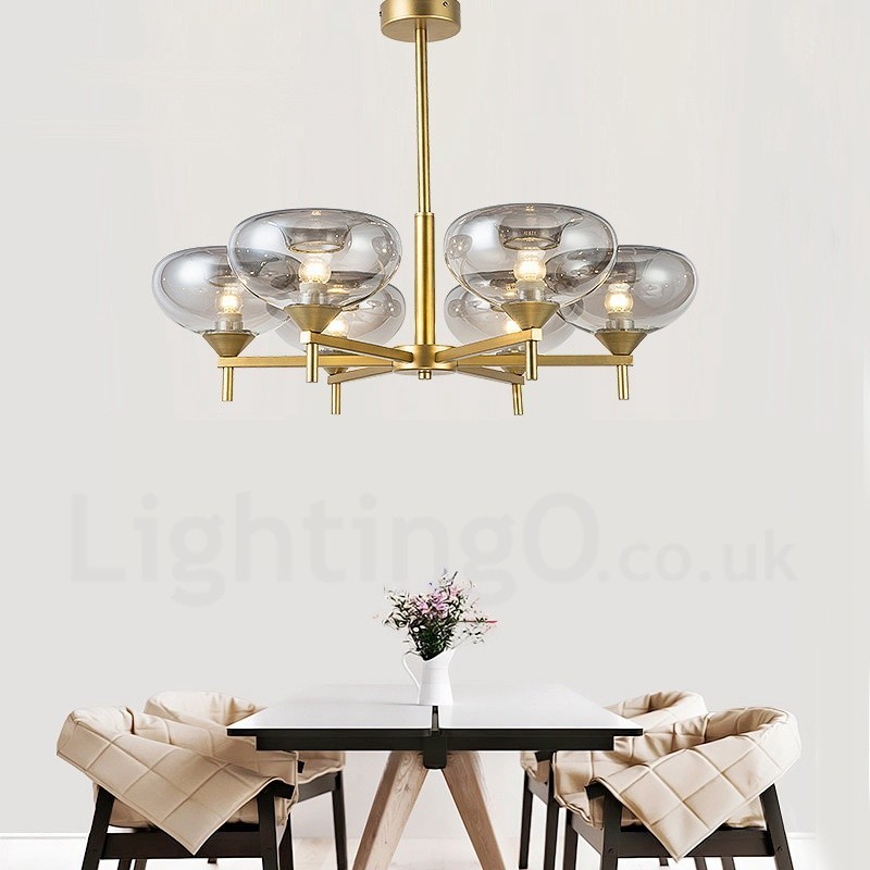 Modern Contemporary 6 Light Aluminum Alloy Chandelier with Glass Shade