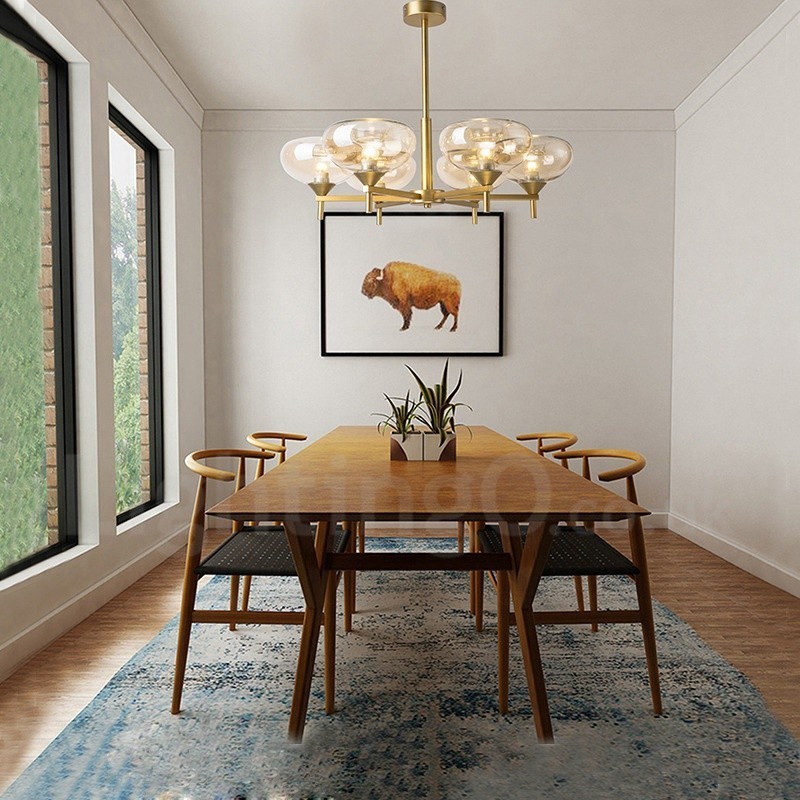 Modern Contemporary 6 Light Aluminum Alloy Chandelier with Glass Shade