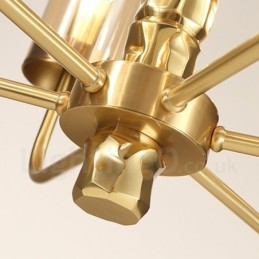 Modern Contemporary 8 Light Brass Chandelier with Glass Shade