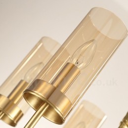 Modern Contemporary 8 Light Brass Chandelier with Glass Shade