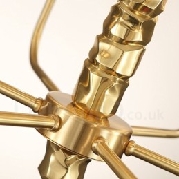 Modern Contemporary 10 Light Brass Chandelier with Glass Shade