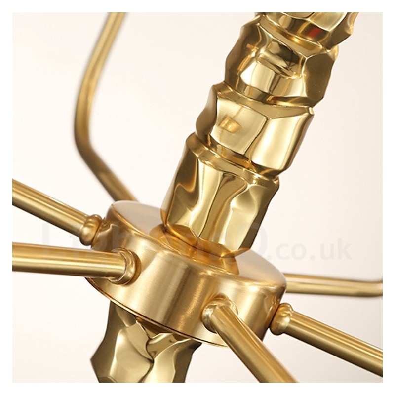 Modern Contemporary 10 Light Brass Chandelier with Glass Shade