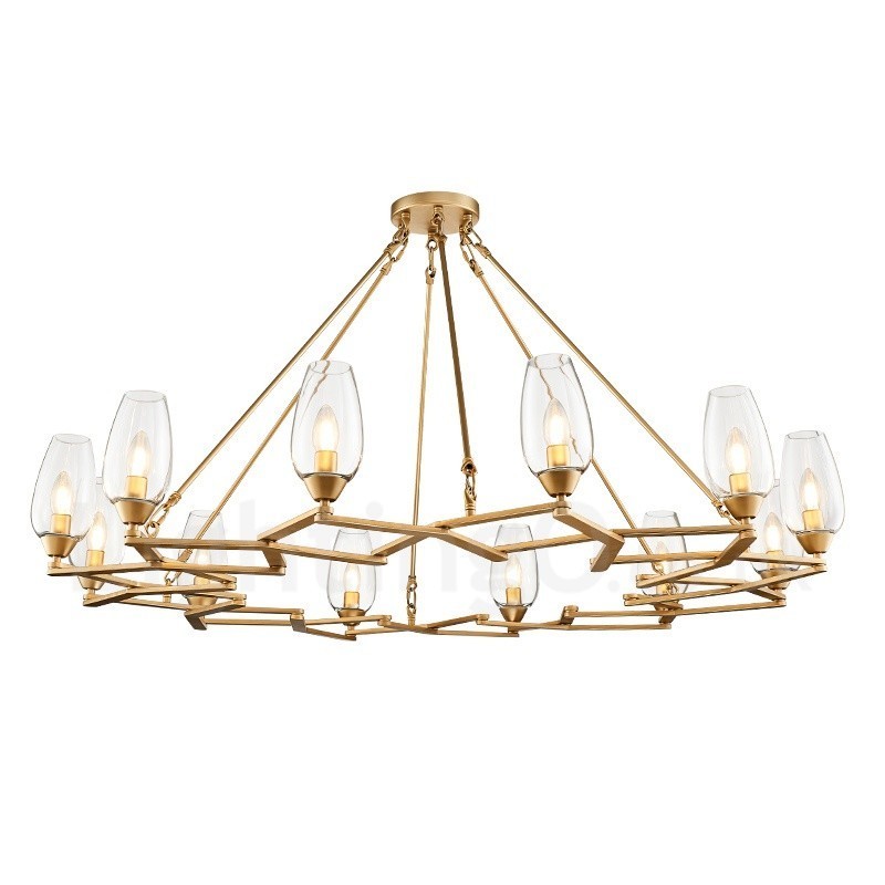 Modern Contemporary 12 Light Steel Pendant Light with Glass Shade