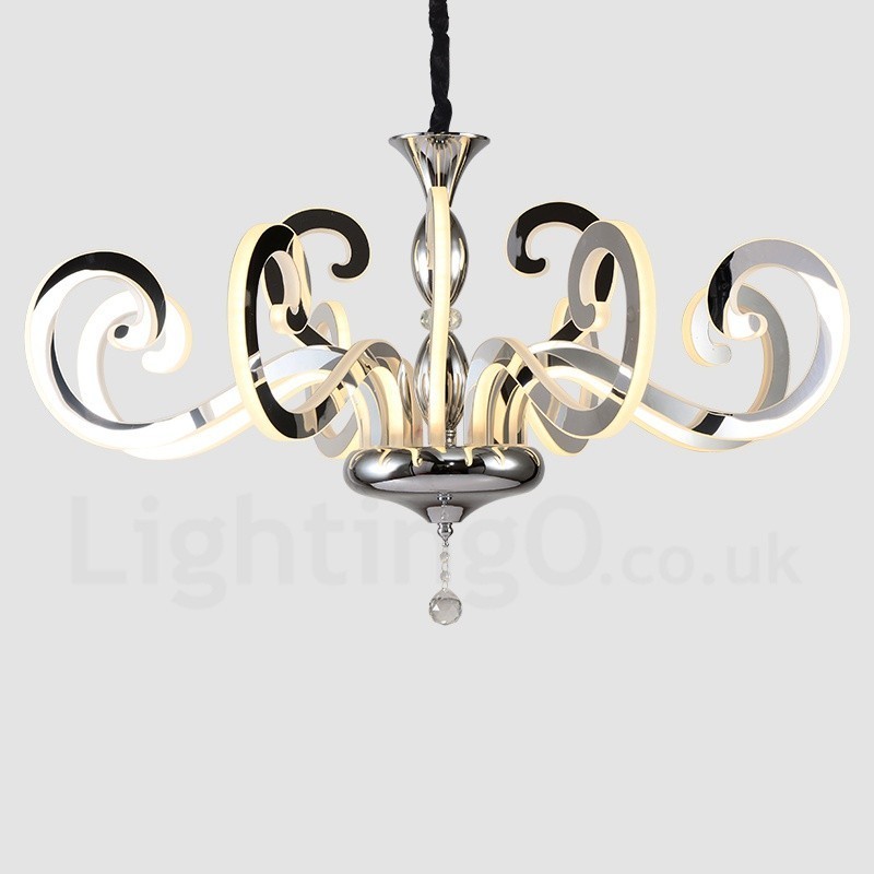 Modern Contemporary 12 Light Steel Chandelier with Acrylic Shade
