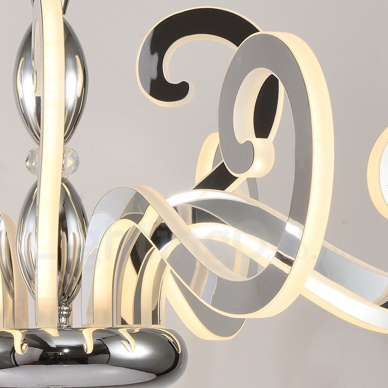 Modern Contemporary 12 Light Steel Chandelier with Acrylic Shade