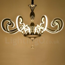 Modern Contemporary 12 Light Steel Chandelier with Acrylic Shade