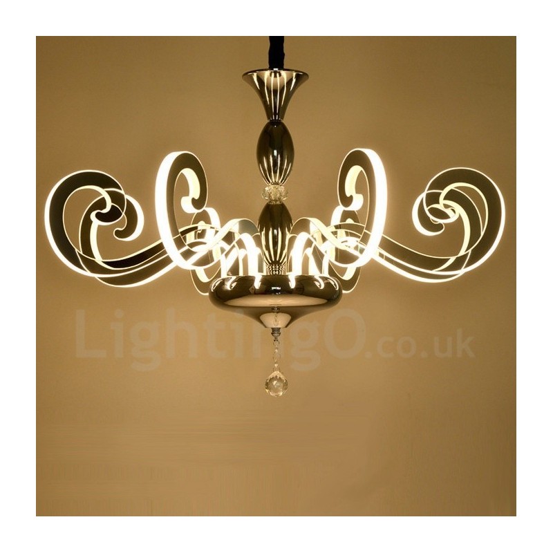 Modern Contemporary 12 Light Steel Chandelier with Acrylic Shade