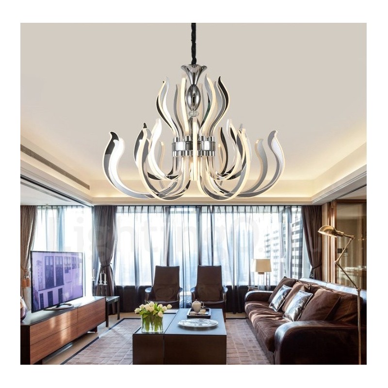 Modern Contemporary 24 Light Acrylic Chandelier with Acrylic Shade