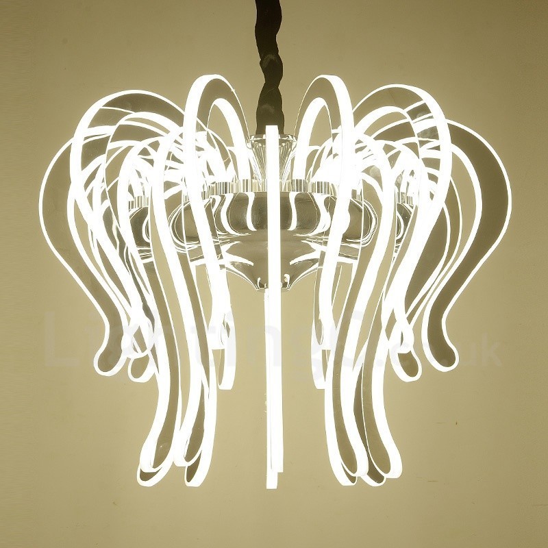 Modern Contemporary 20 Light Steel Chandelier with Acrylic Shade