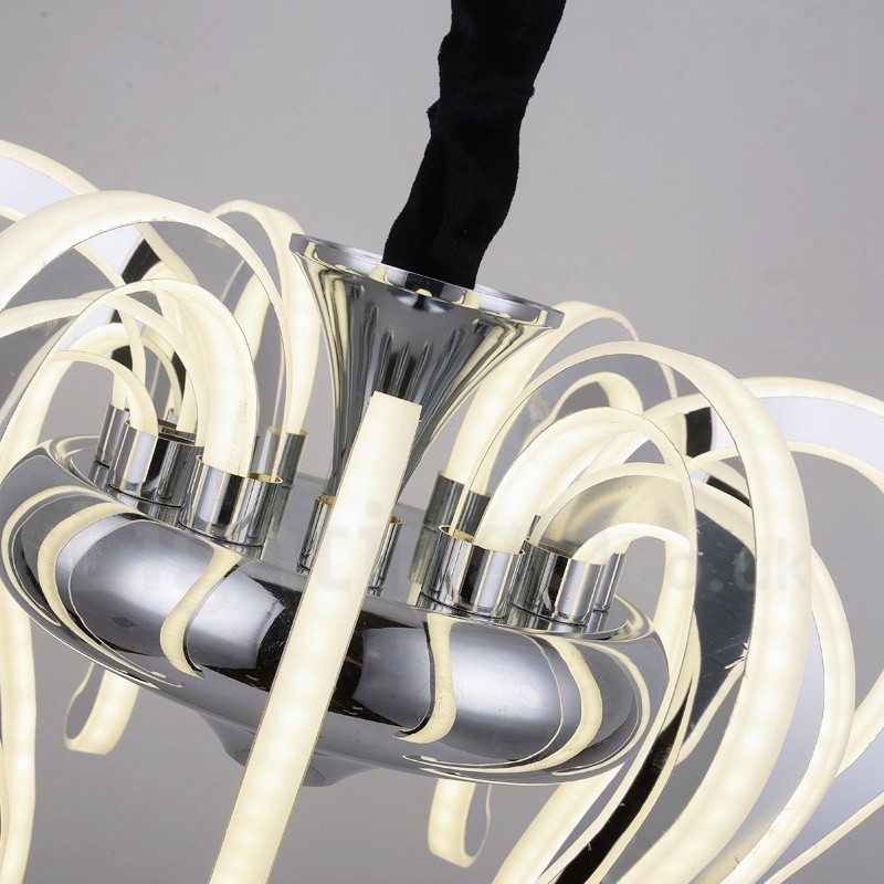 Modern Contemporary 20 Light Steel Chandelier with Acrylic Shade