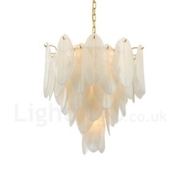 Modern Contemporary 6 Light Steel Pendant Light with Glass Shade