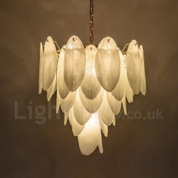 Modern Contemporary 6 Light Steel Pendant Light with Glass Shade