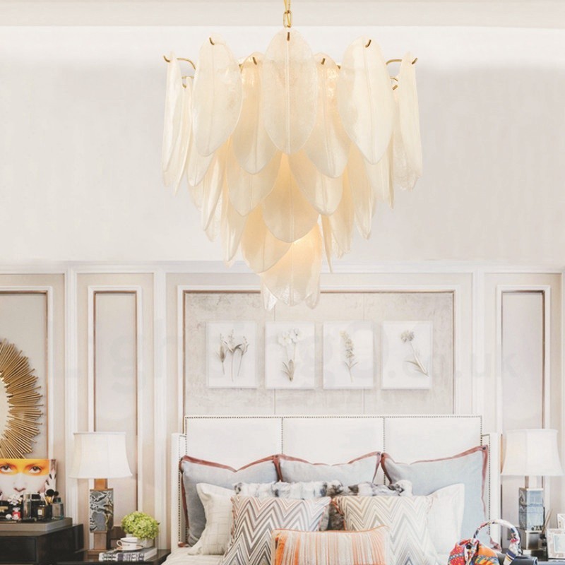 Modern Contemporary 6 Light Steel Pendant Light with Glass Shade