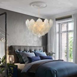 Modern Contemporary 4 Light Steel Pendant Light with Glass Shade