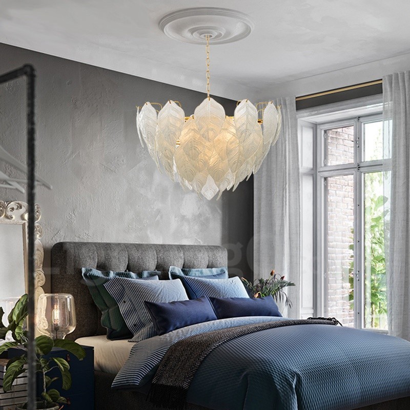 Modern Contemporary 4 Light Steel Pendant Light with Glass Shade