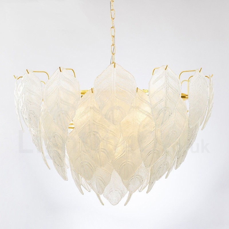 Modern Contemporary 4 Light Steel Pendant Light with Glass Shade