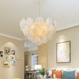 Modern Contemporary 4 Light Steel Pendant Light with Glass Shade