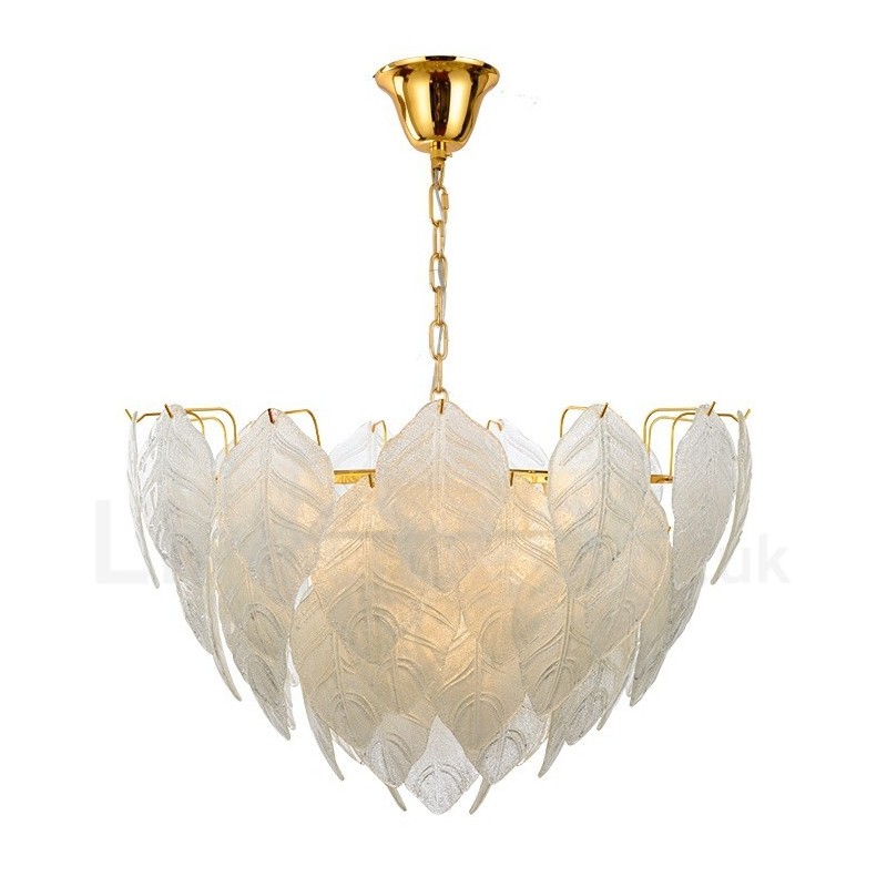 Modern Contemporary 4 Light Steel Pendant Light with Glass Shade