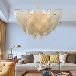 Modern Contemporary 4 Light Steel Pendant Light with Glass Shade