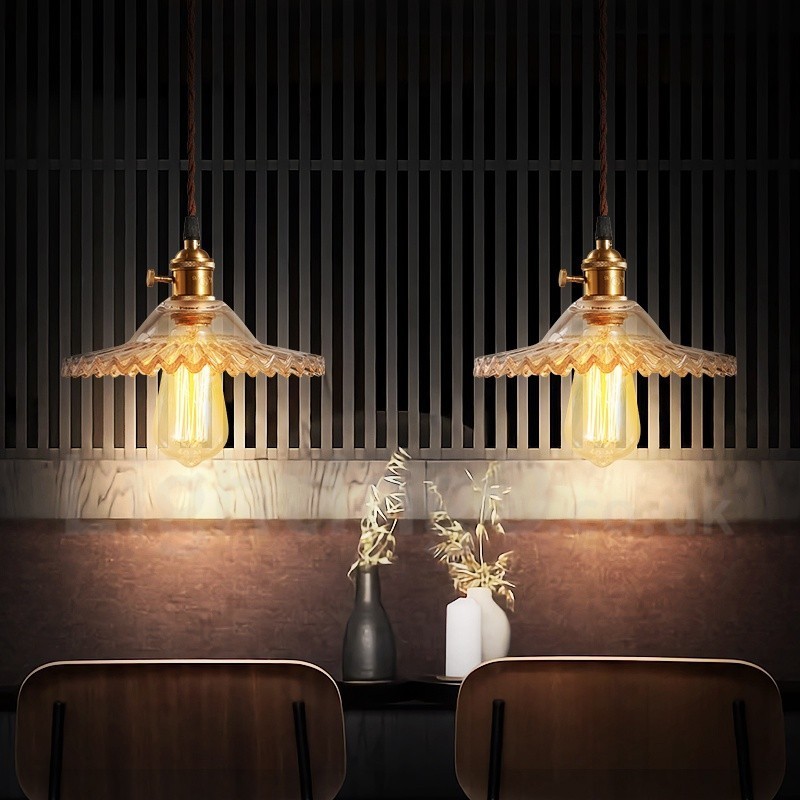 Rustic Lodge Retro 1 Light Steel Pendant Light with Glass Shade