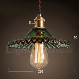 Rustic Lodge Retro 1 Light Steel Pendant Light with Glass Shade