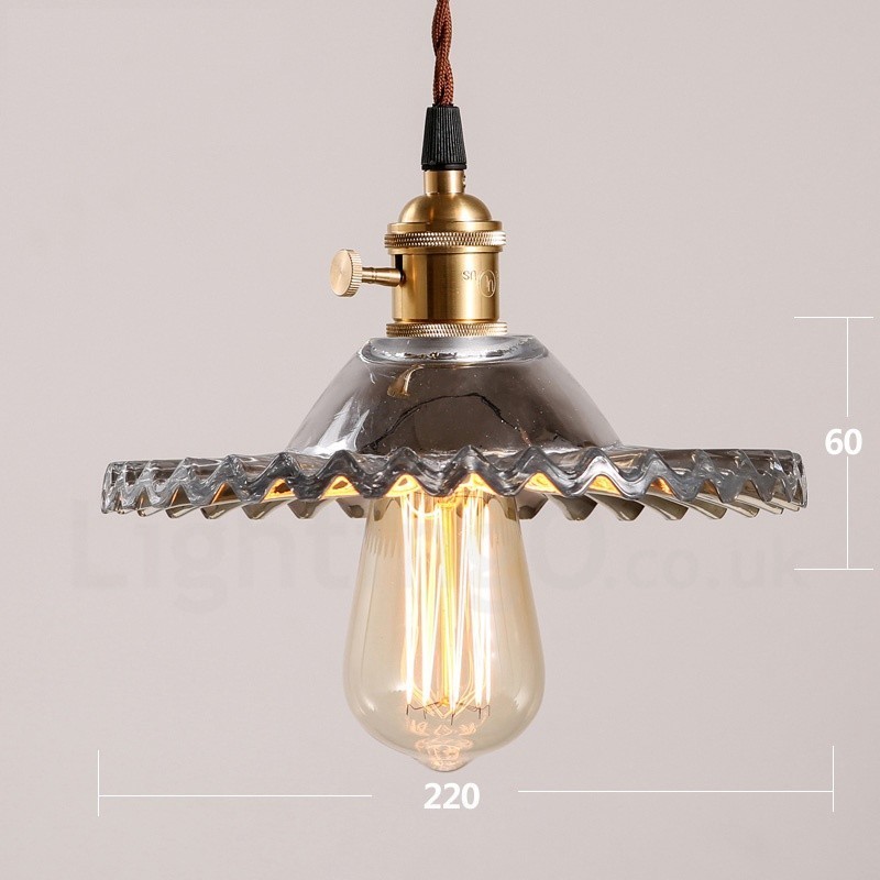 Rustic Lodge Retro 1 Light Steel Pendant Light with Glass Shade