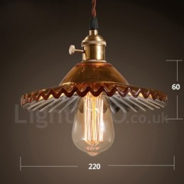 Rustic Lodge Retro 1 Light Steel Pendant Light with Glass Shade
