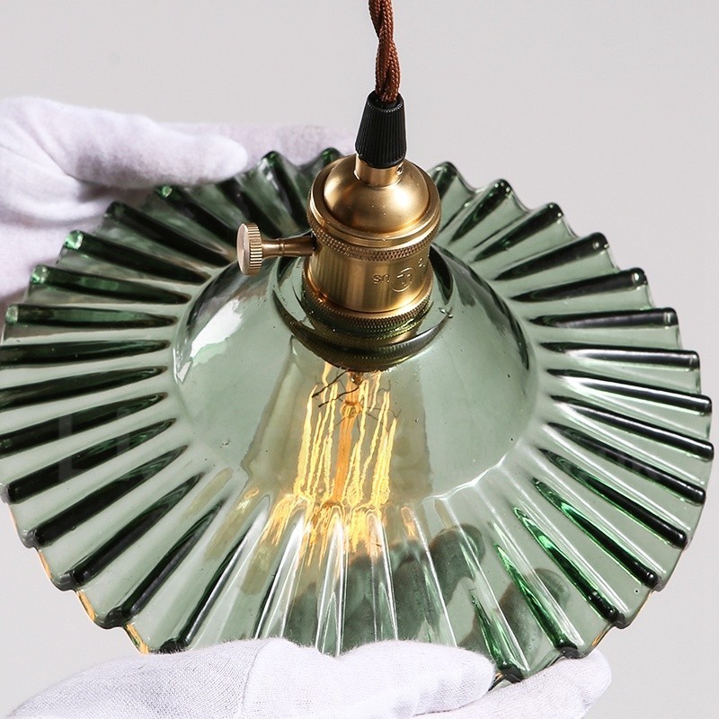 Rustic Lodge Retro 1 Light Steel Pendant Light with Glass Shade