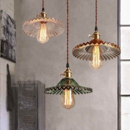 Rustic Lodge Retro 1 Light Steel Pendant Light with Glass Shade
