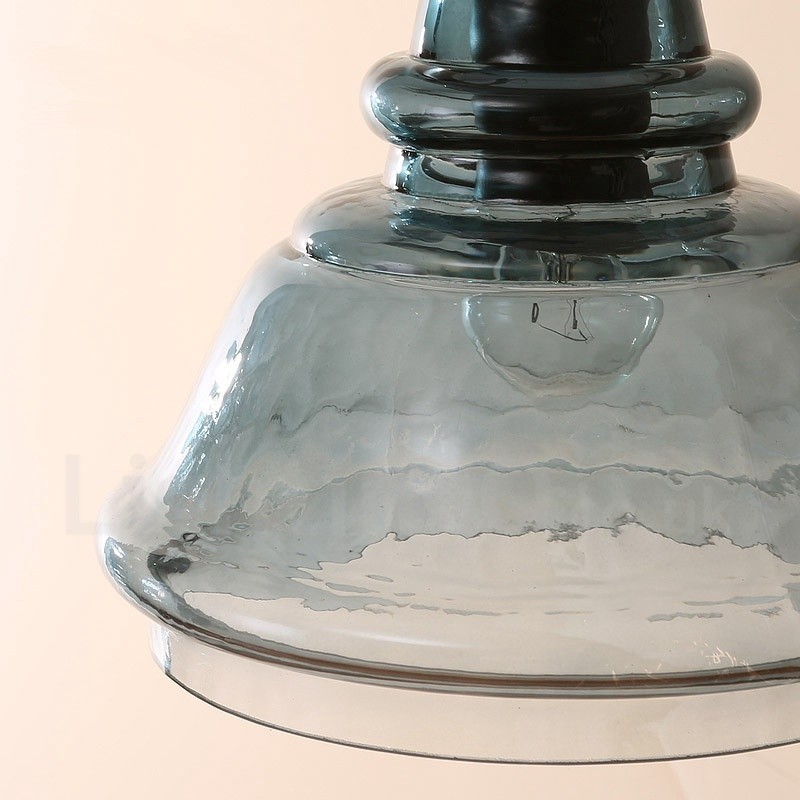 Modern Contemporary 1 Light Steel Pendant Light with Glass Shade