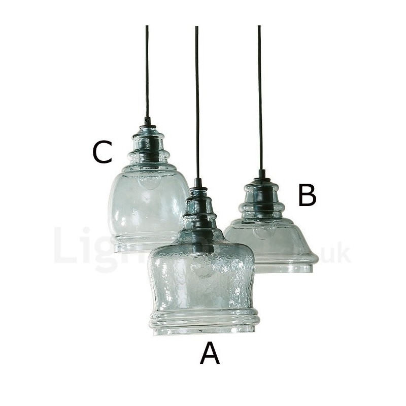 Modern Contemporary 1 Light Steel Pendant Light with Glass Shade