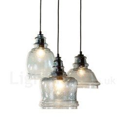Modern Contemporary 1 Light Steel Pendant Light with Glass Shade