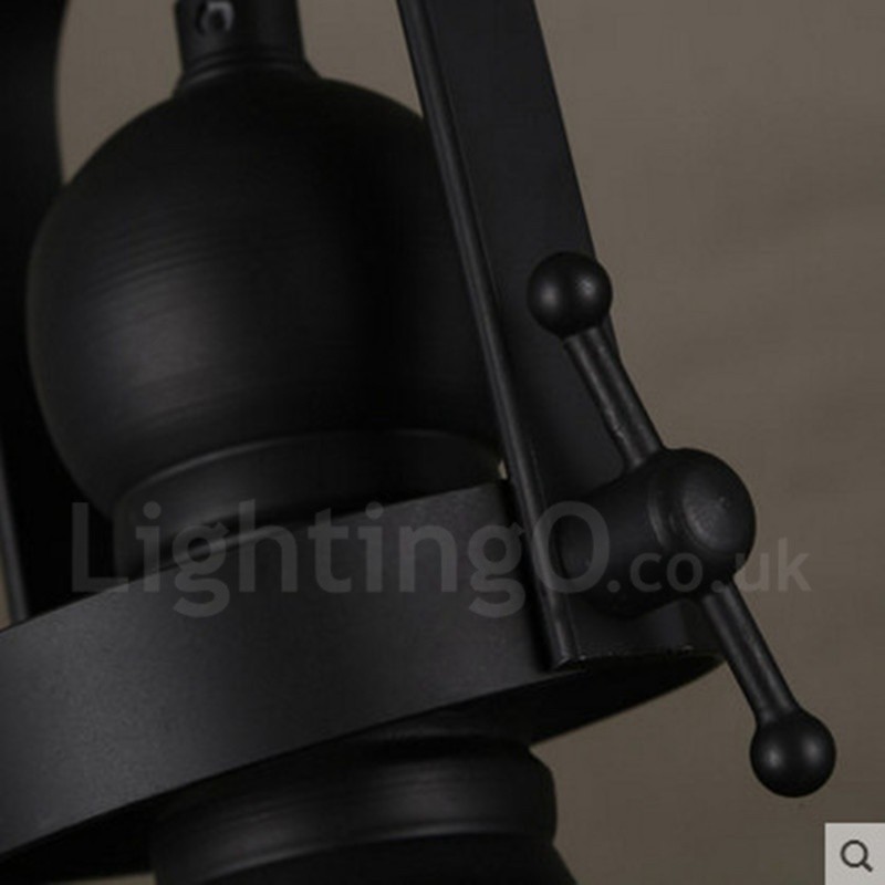 Retro 1 Light Steel Pendant Light with Glass Shade