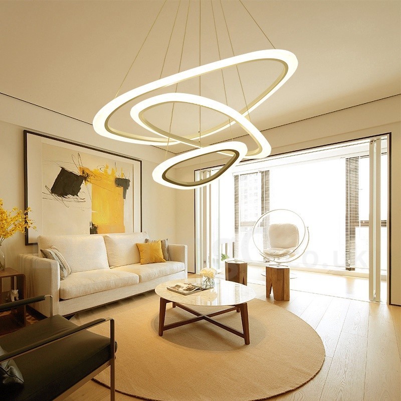 Dimmable With Remote Control Modern Contemporary 3 Light Aluminum Alloy Pendant Light with Acrylic Shade