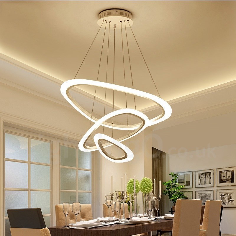 Dimmable With Remote Control Modern Contemporary 3 Light Aluminum Alloy Pendant Light with Acrylic Shade