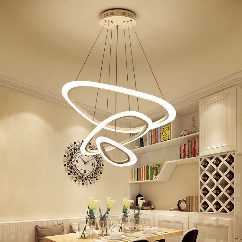 Dimmable With Remote Control Modern Contemporary 3 Light Aluminum Alloy Pendant Light with Acrylic Shade